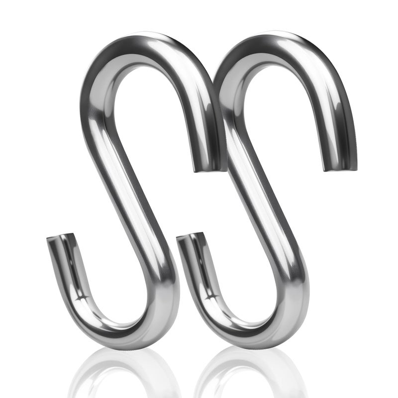 Tingheng 3.2 Inch Heavy Duty S Hooks (2-Pack), 550LB Capacity 304 Stainless Steel Hanging Hooks, Utility S-Hook for Hammock, Swing, Garage Storage, Outdoor Use - Image 1